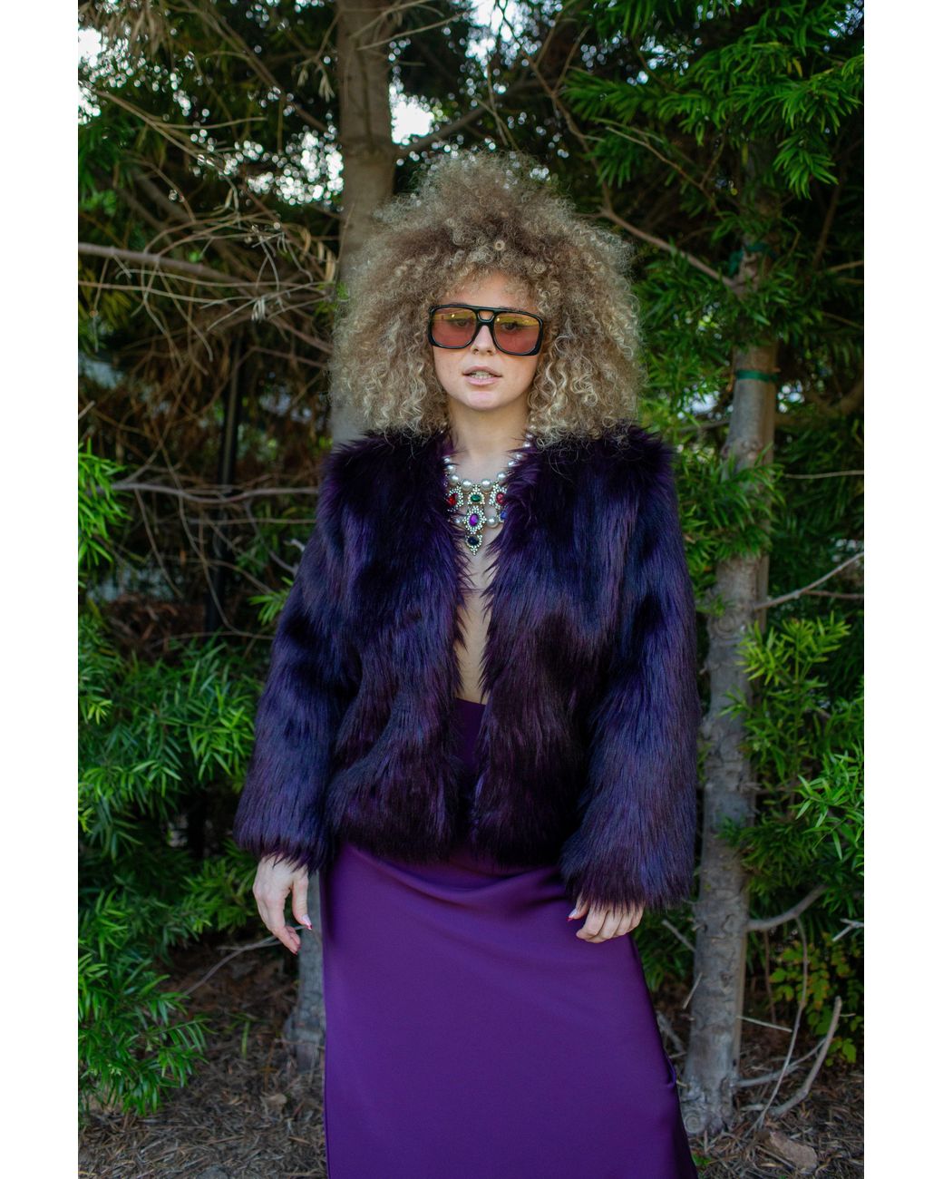 Jennafer Grace Purple Shadow Amethyst Faux Fur Jacket