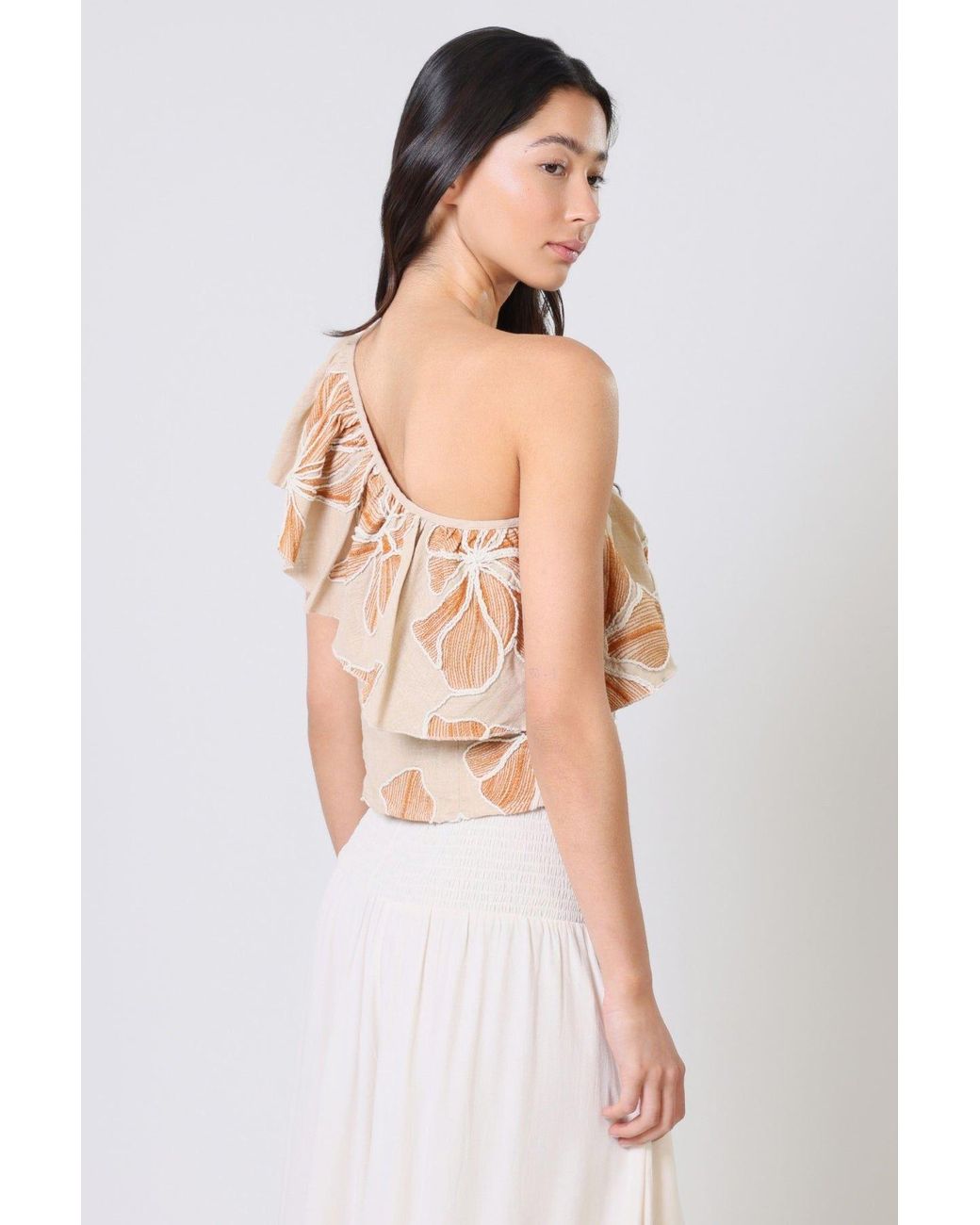 Traffic People Brown Grace & Maude And Floral Asymmetric Bella Top