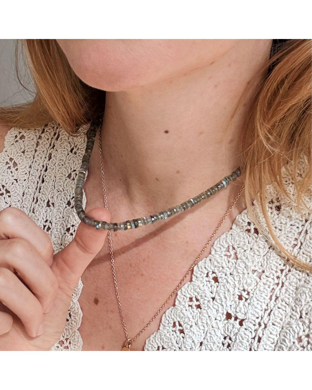 Herself Collections Metallic 14K Labradorite Necklace