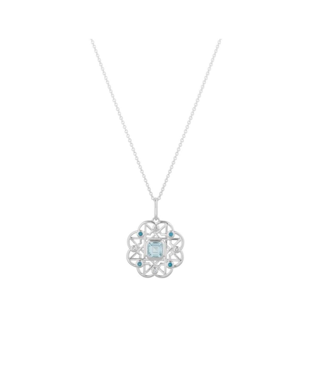 Lulu B London White Topaz Gemstone Flower Necklace