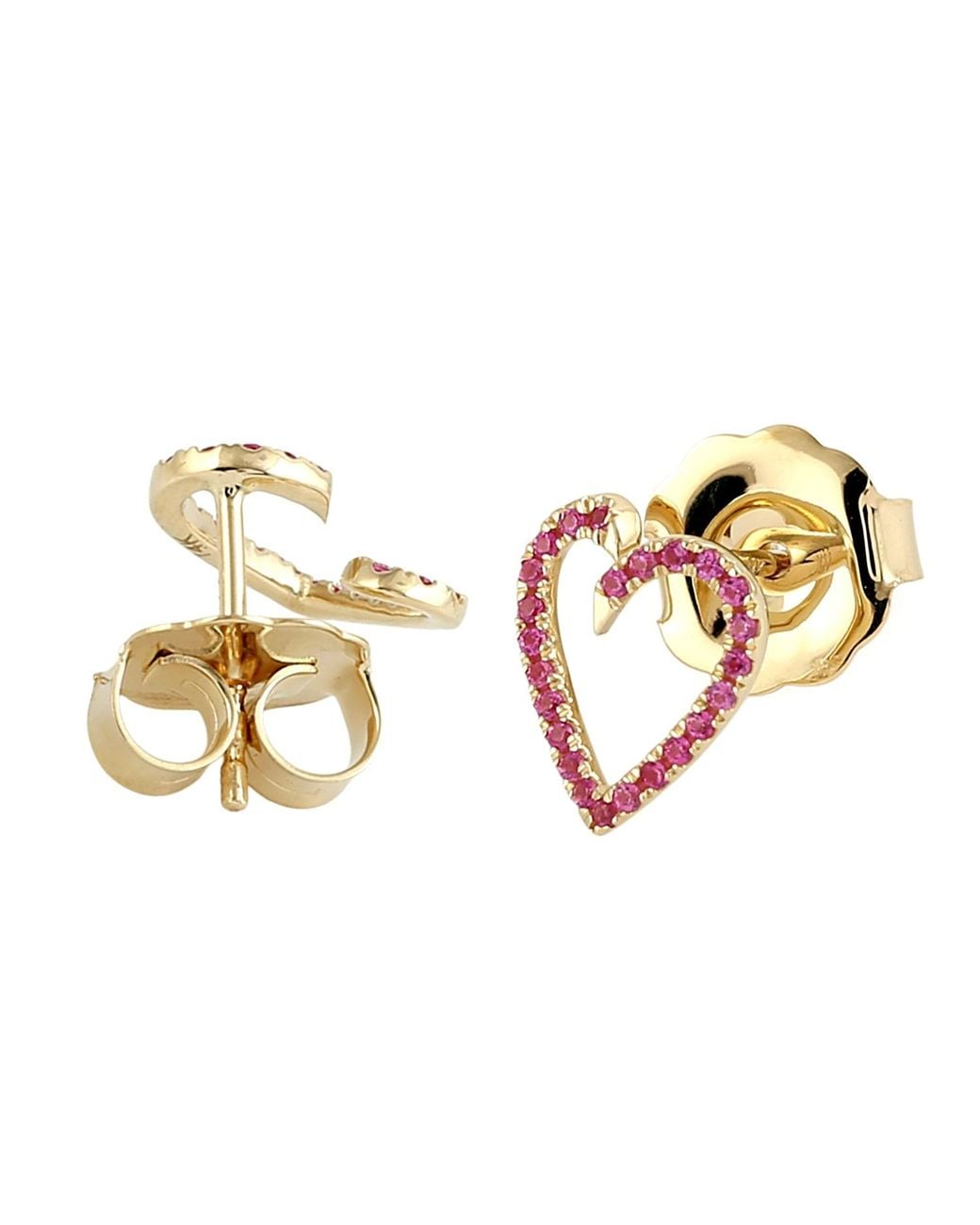 Artisan Metallic 14K Sapphire Open Heart Stud Earrings