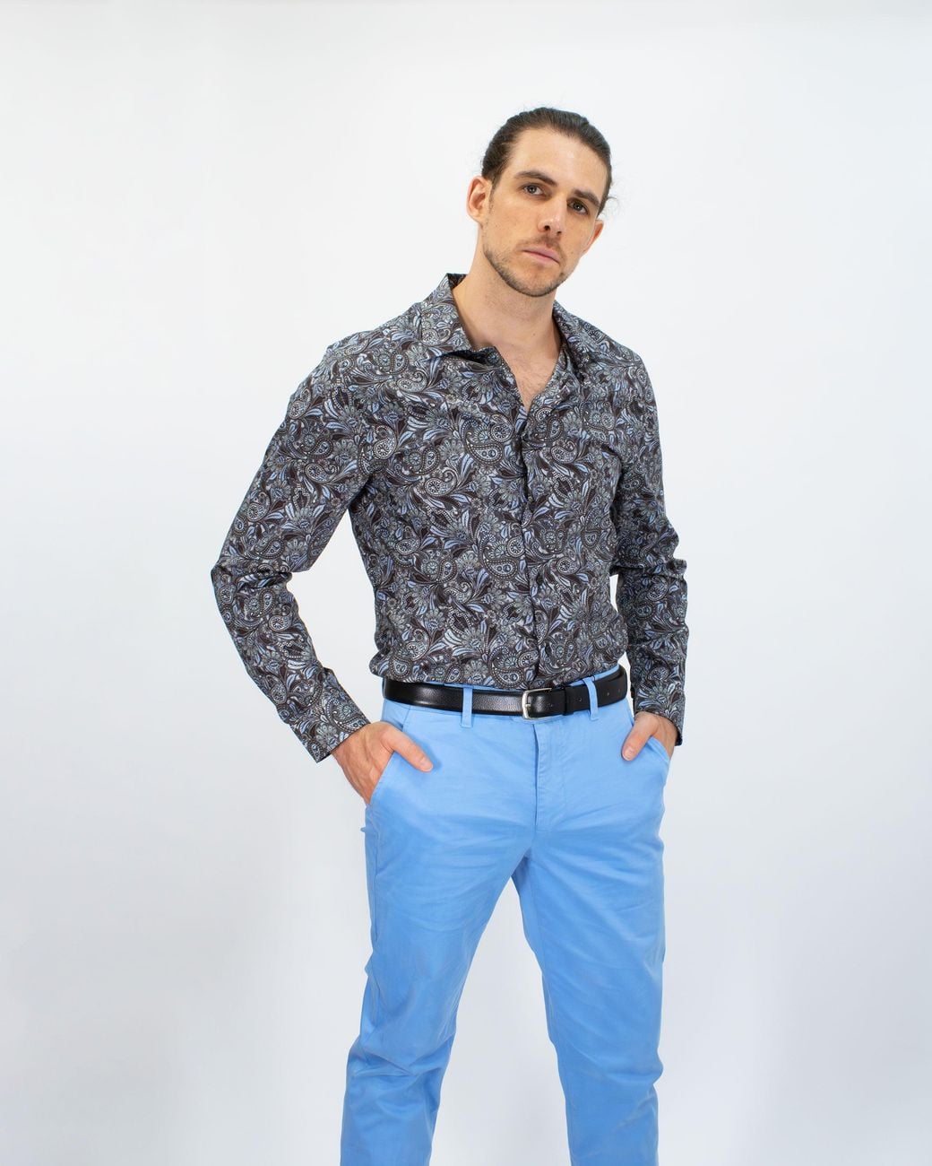 Lords of Harlech Gray Norman Skull Paisley Shirt for men