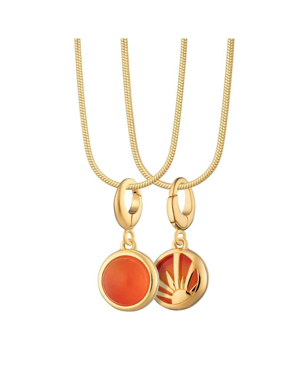 Lily Charmed Metallic Plated Agate Healing Stone Necklace With Round Snake Chain
