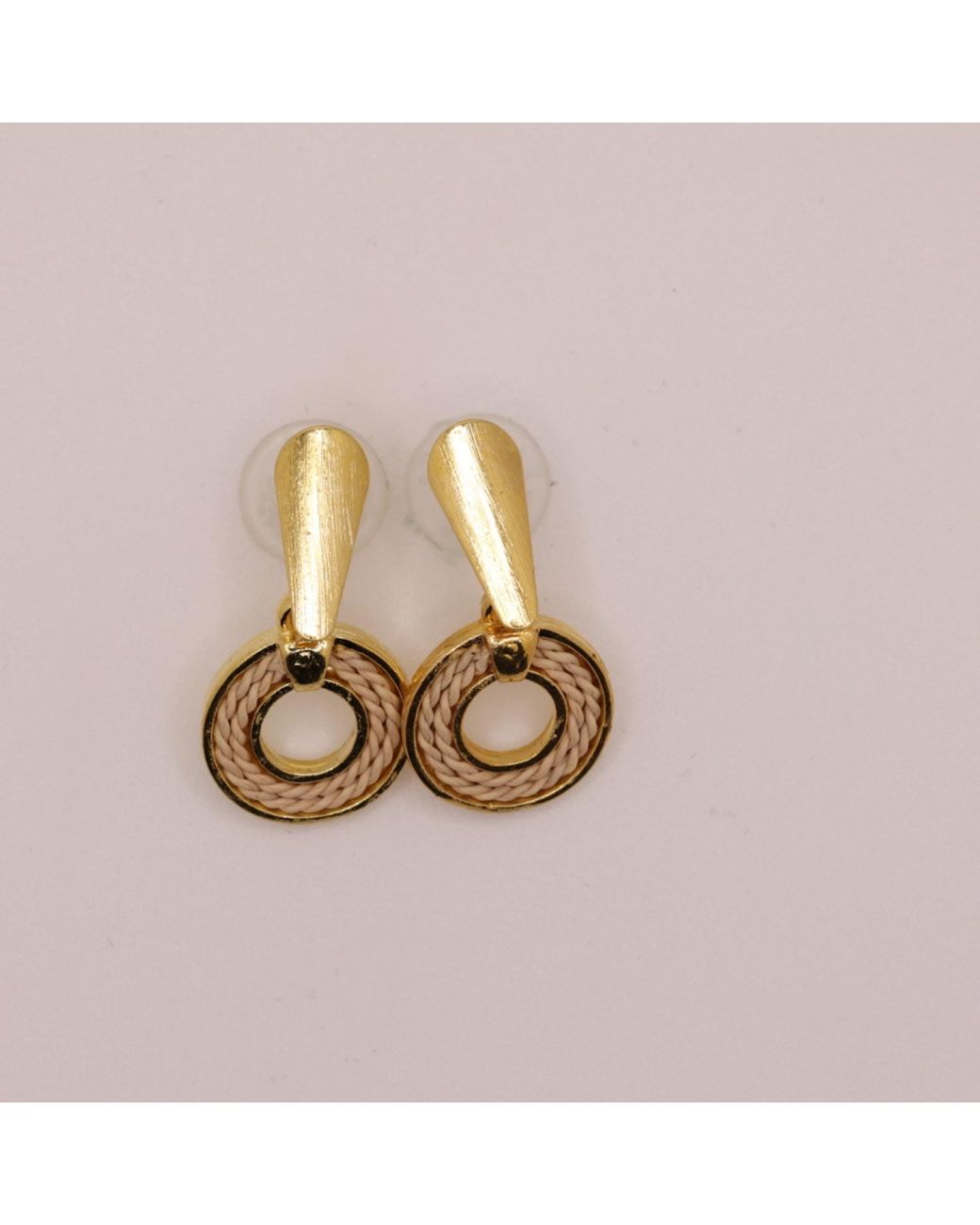 Nart Nature Making Art Metallic The Single Round Buriti Natural Fiber Earrings