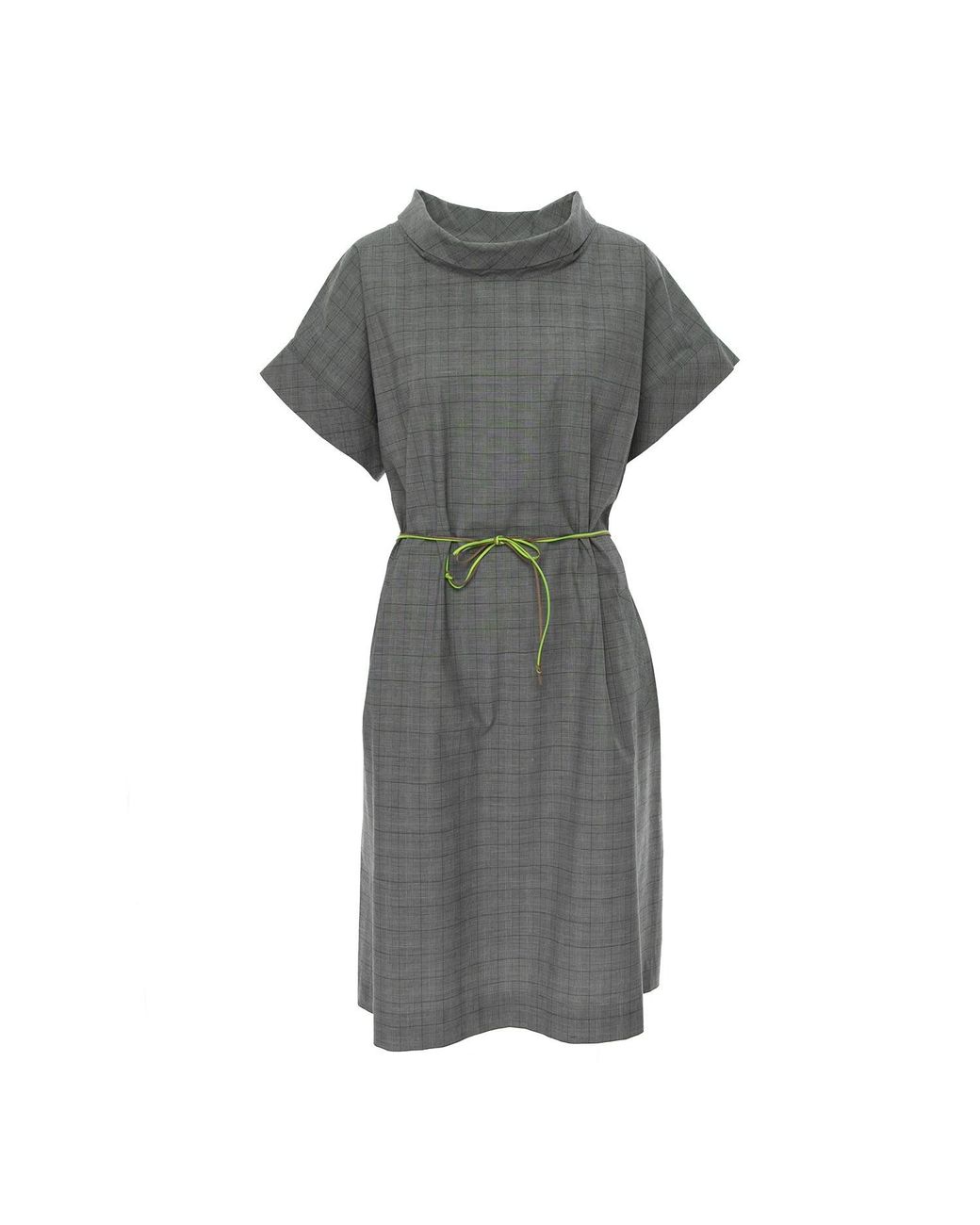 Silvia Serban Gray Oversized Checkered Dress
