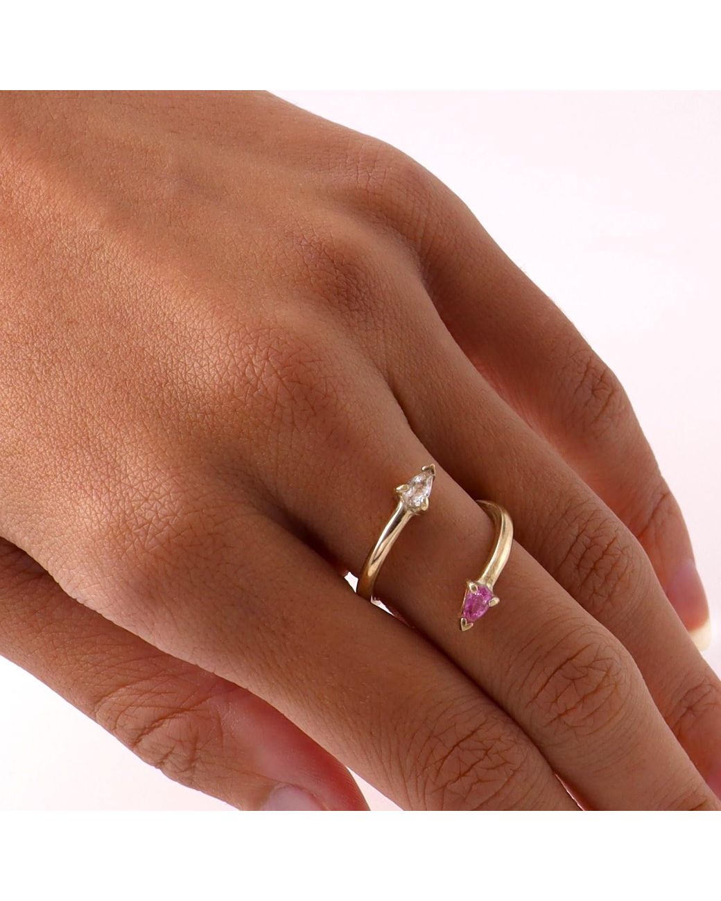 Gabriella Alicia Pink And Sapphire Toi Et Moi Wrap Ring