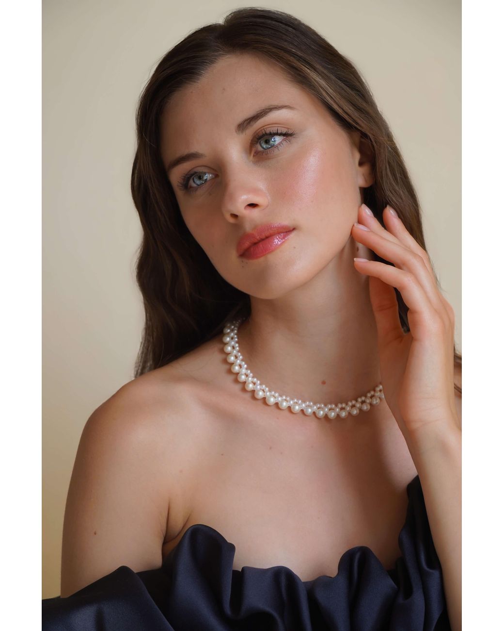 Katy Faye Metallic Adèle Pearl Necklace