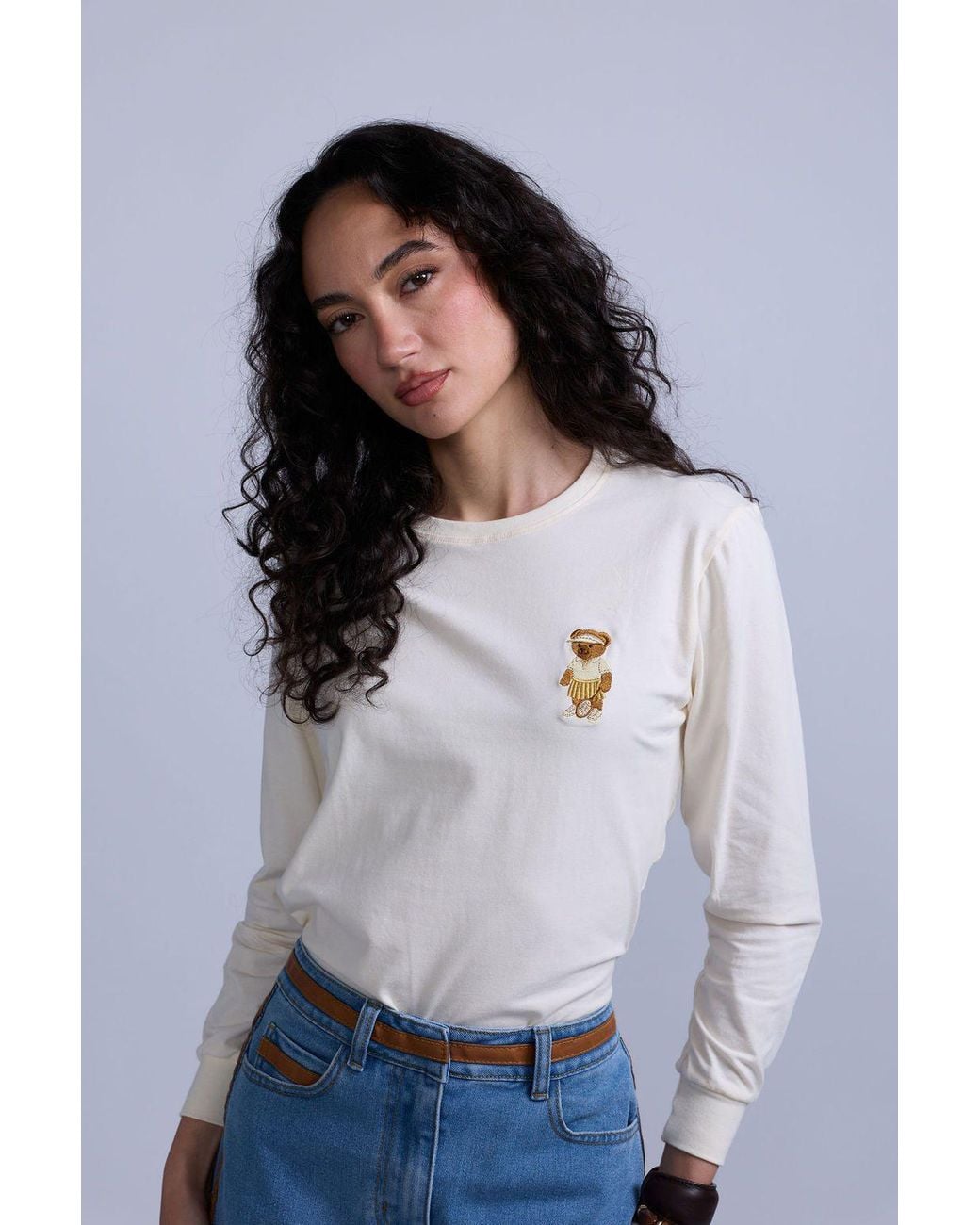 Rave on Trend White Teddy Icon Long Sleeve