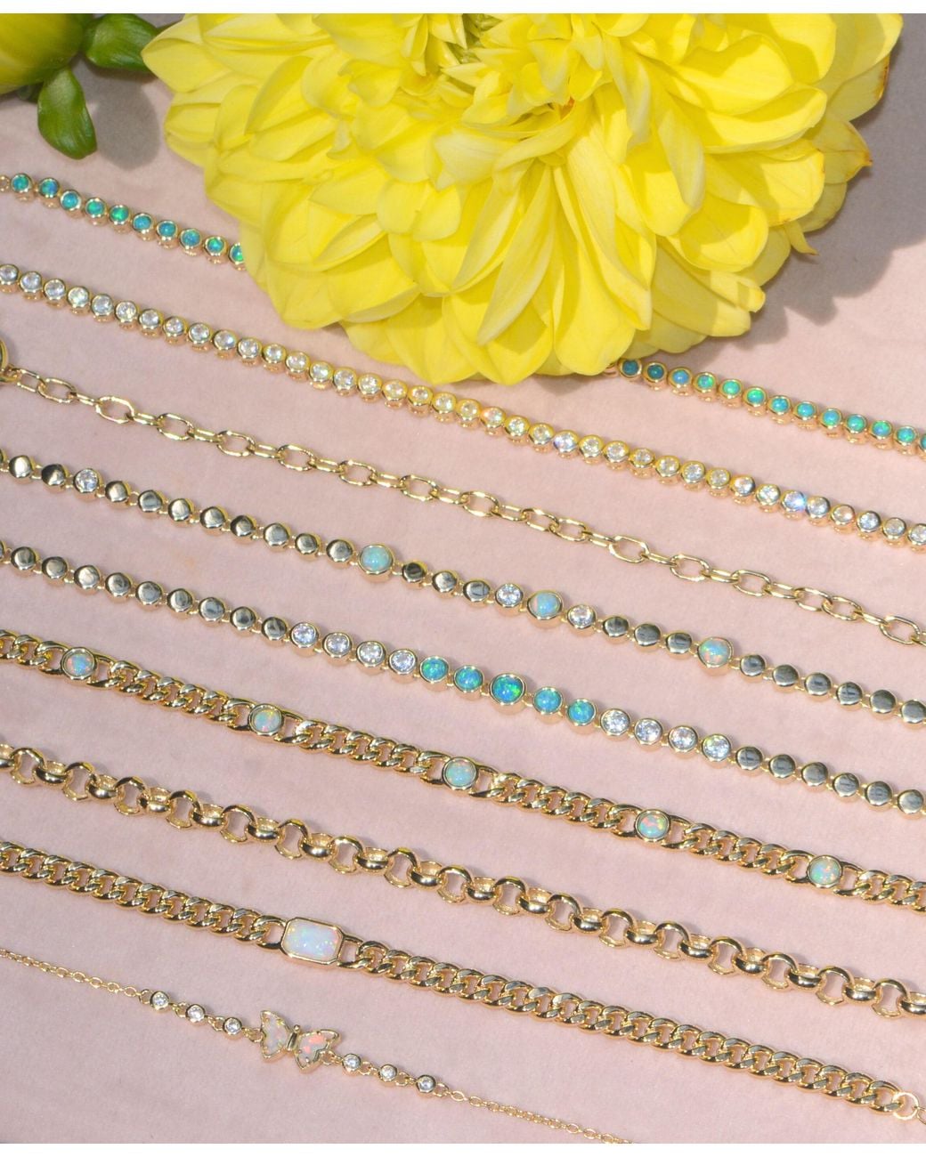 KAMARIA Metallic Emerald Cut Opal Curb Chain Bracelet