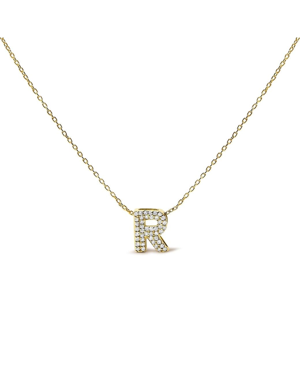 Haus of Brilliance Metallic 10K Diamond Accent "A-Z" Initial Bubble Pendant Necklace