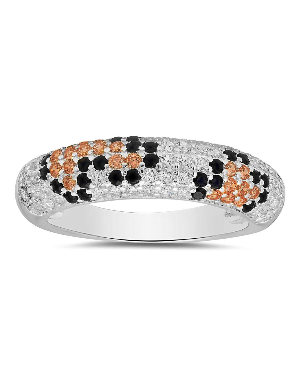Kylie Harper Metallic Leopard Skin Pave Diamond Cz Band Ring