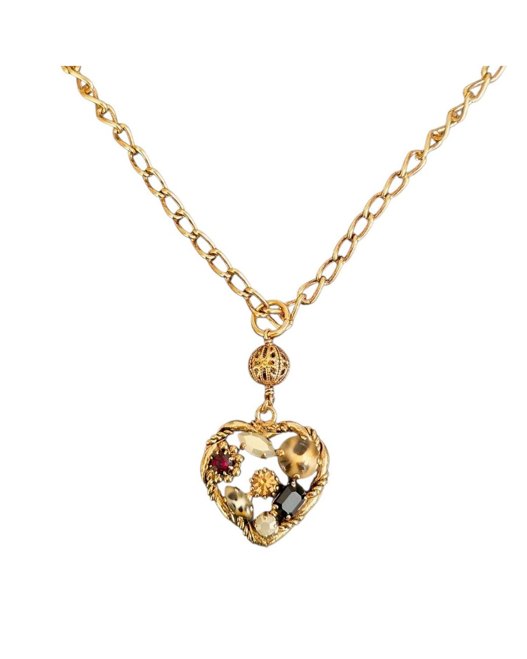 Vstyle Metallic Swaroski Crystal Heart Necklace