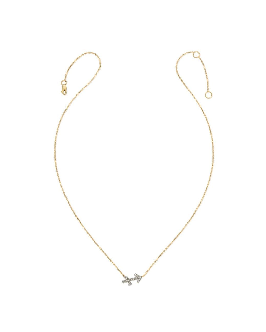 Heather Hawkins Jewelry Metallic Horoscope Zodiac Sagittarius Archer Arrow Symbol Fine Diamond Fourteen Karat Necklace
