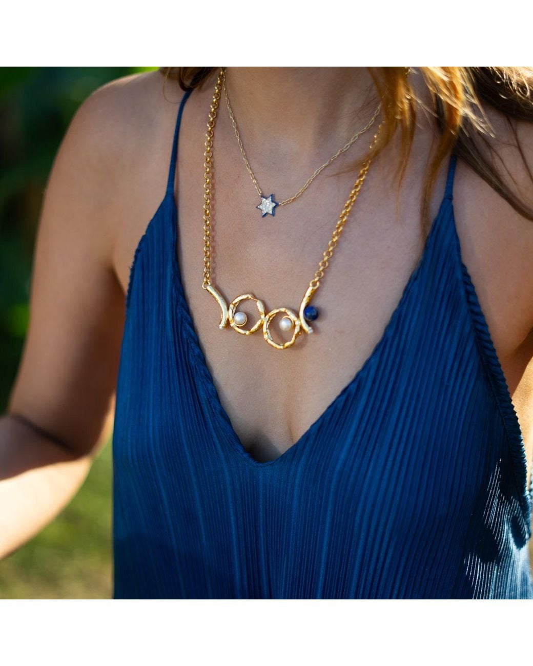 Ebru Jewelry Metallic Divine Star Of David Enamel Necklace