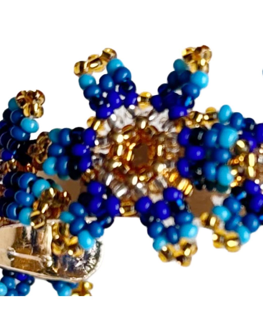 Iliana Arrazola Blue Waterfall Blossom, Cuff Bracelet, Glass Beads, Beaded Jewelry