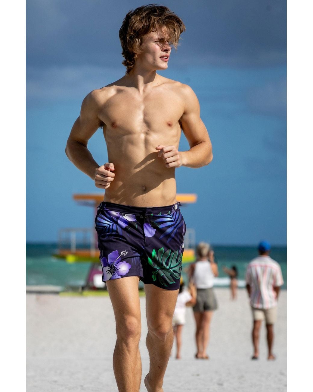 Lords of Harlech Blue Pool Tropical Explosion Swim Short for men