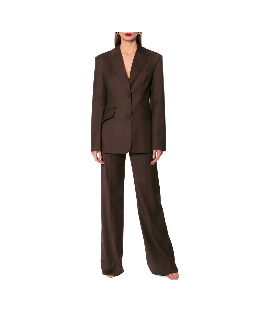 AGGI by HALEWSKI Brown Polina Stone Single Breasted Blazer