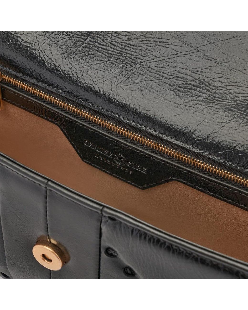 Orange Cube Black Mosaic Diamond Chain Bag