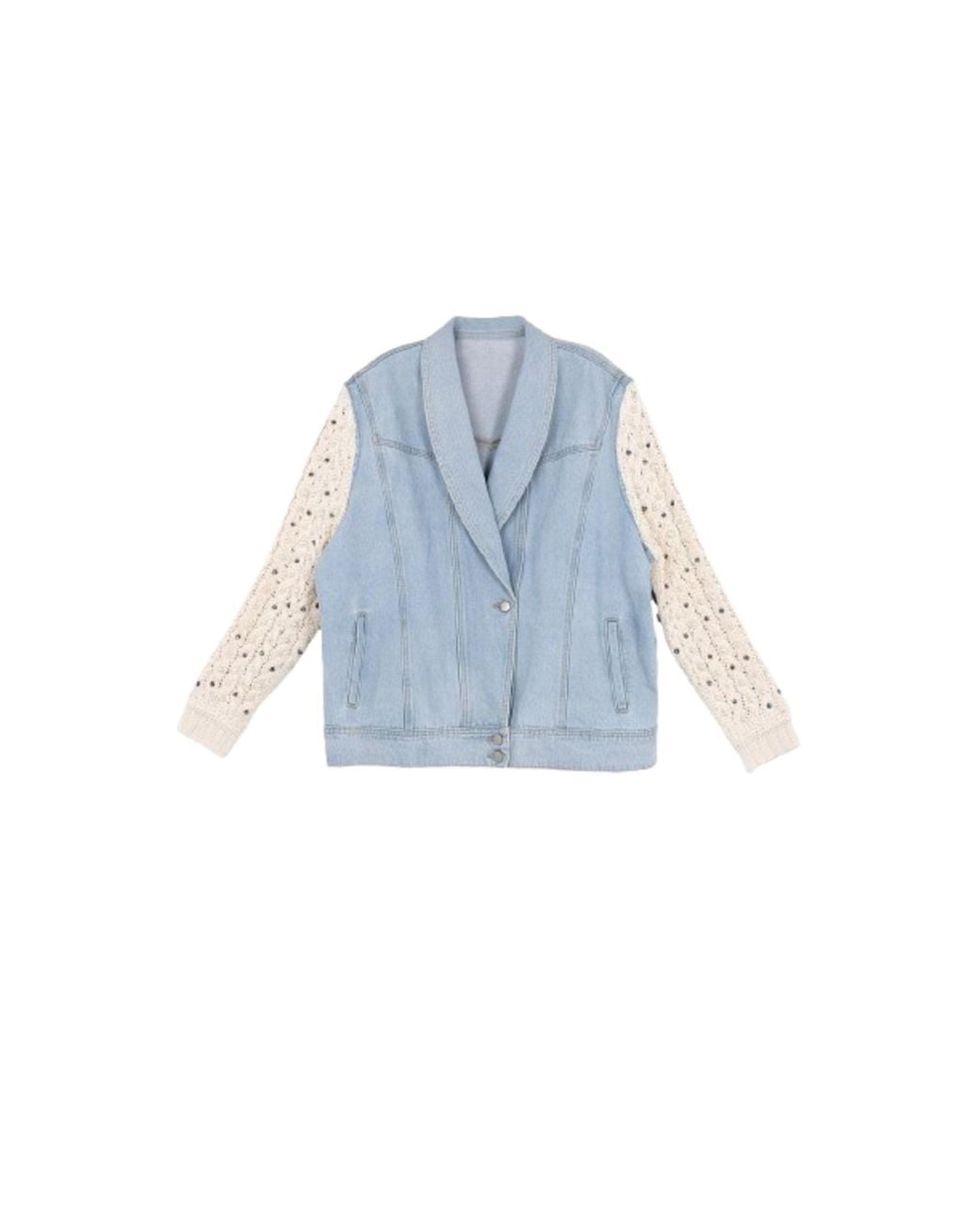 Saachi Blue Pearl Knit Denim Jacket