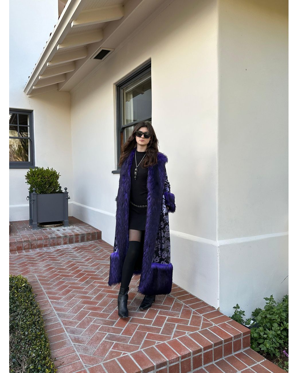 Jennafer Grace Blue Penny Deluxe Nymeria Plum Faux Fur Coat