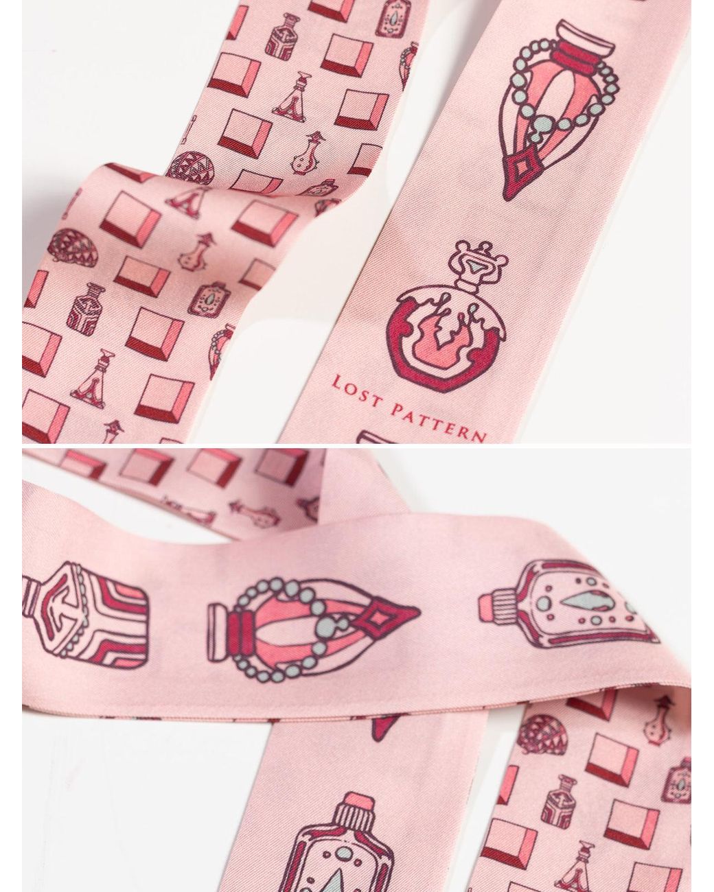 Lost Pattern Red Amora Silk Skinny Scarf