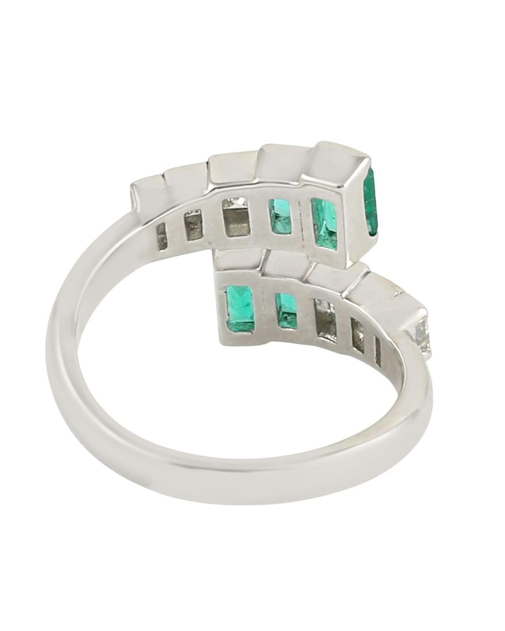 Artisan Green 18K Emerald & Diamond Bypass Ring