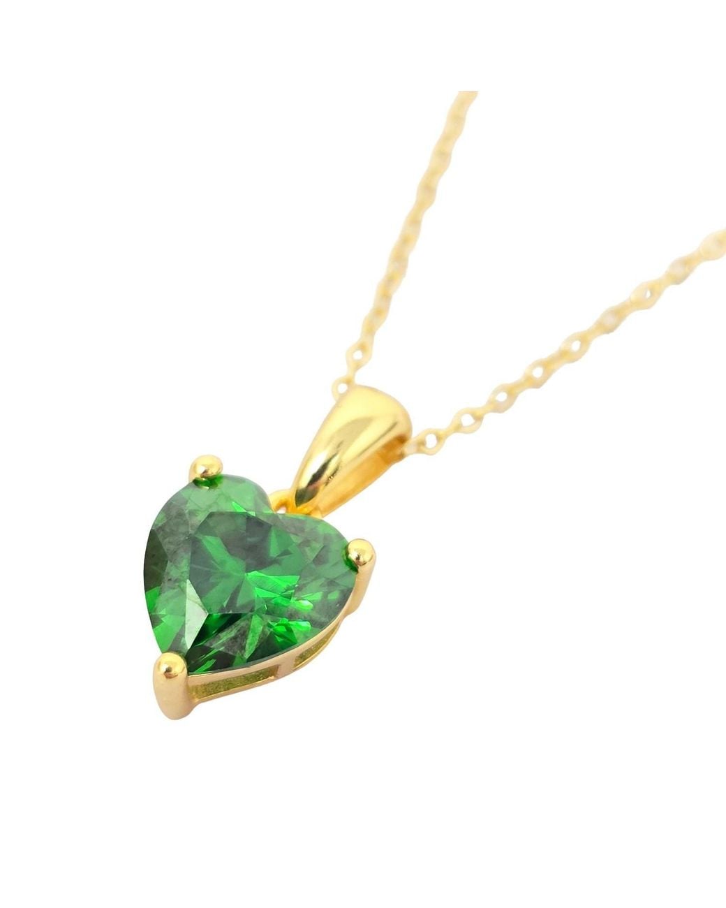 Sophelia Green Emerald Love Heart Pendant May Birthstone Necklace