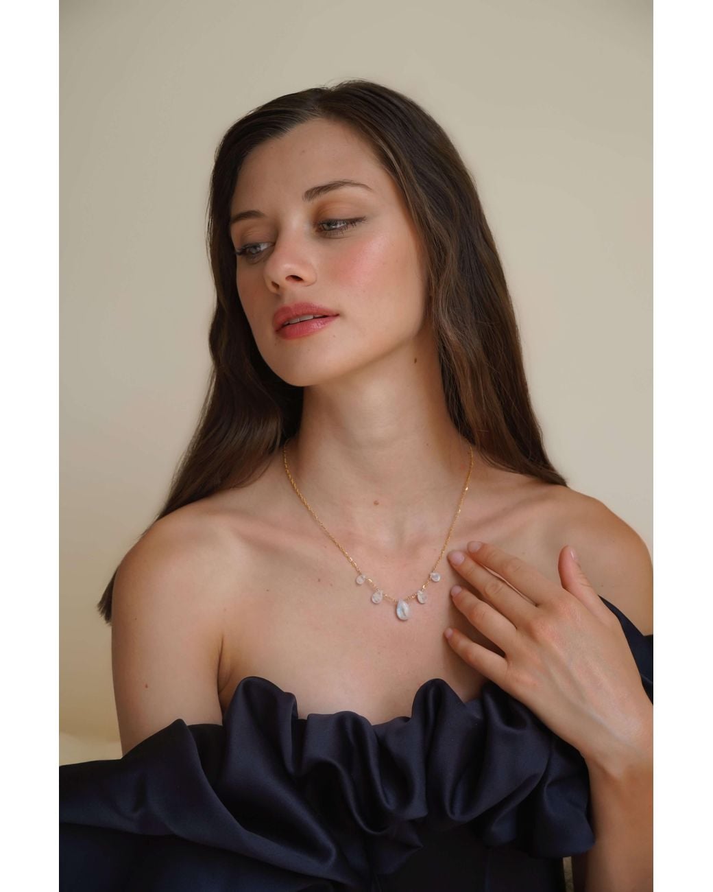 Katy Faye Metallic Neutrals Delia Moonstone Necklace
