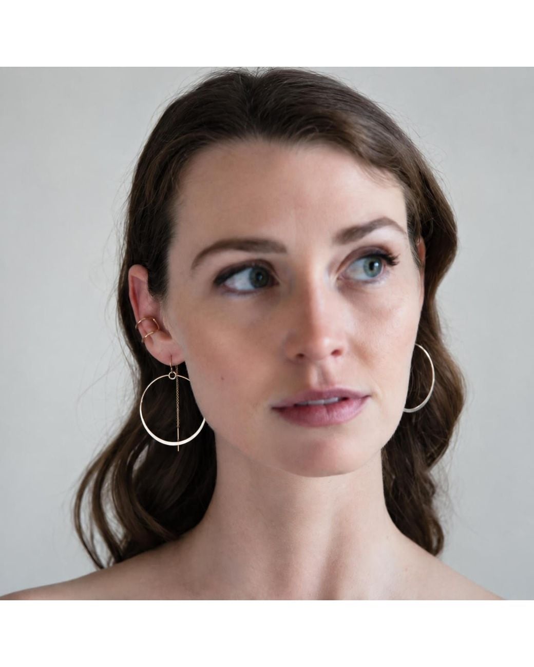Heather Hawkins Jewelry Metallic Flat Hoop Threader Earrings