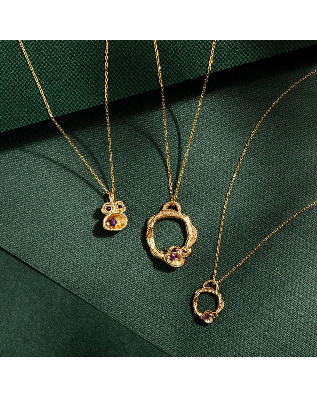 Claire Hill Designs Metallic Amethyst Lichen Pendant Necklace