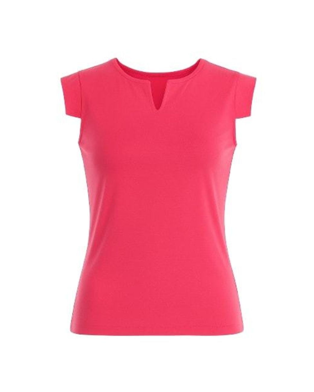 Conquista Pink V Neck Cap Sleeve Top