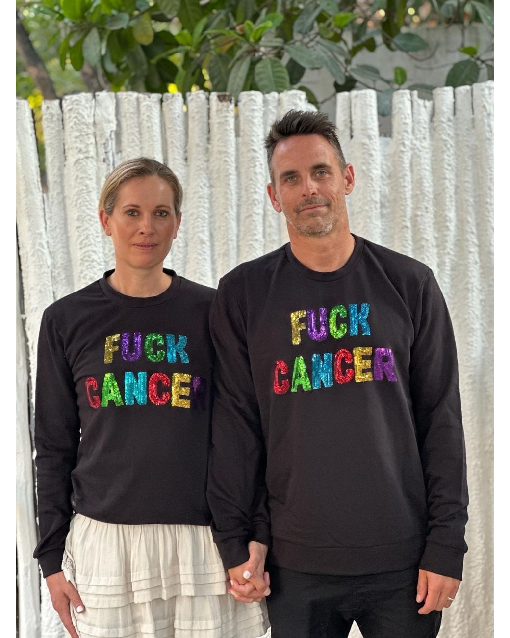 Any Old Iron Blue Fuck Cancer Sequin Sweatshirt for men