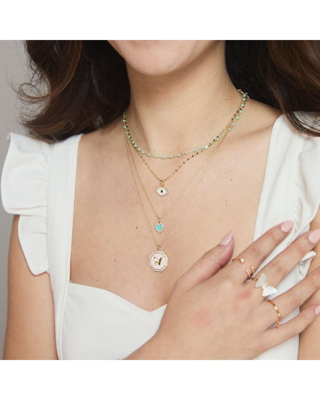 KAMARIA Pink Enamel Beaded Chain Necklace