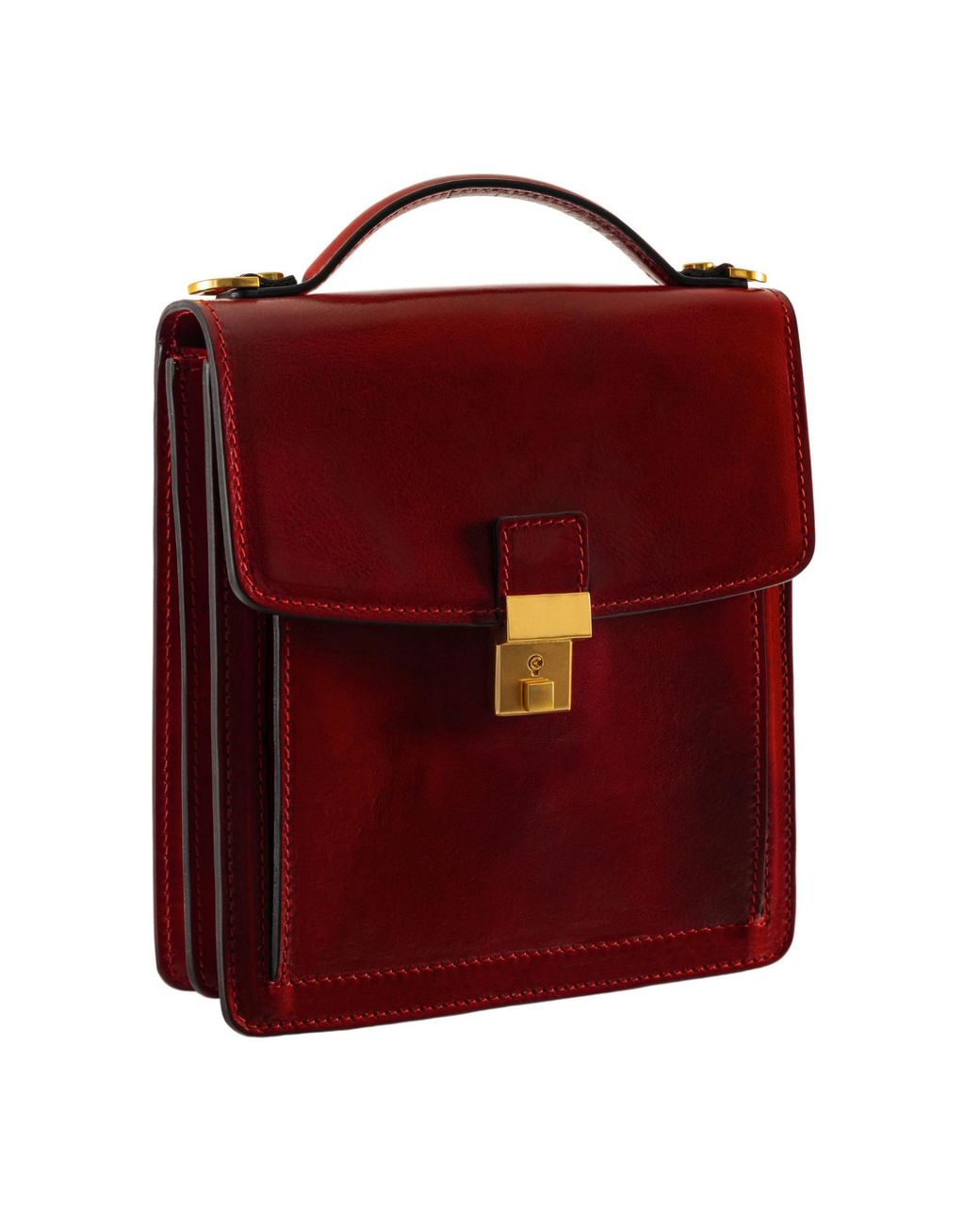Time Resistance Red Small Leather Briefcase for men