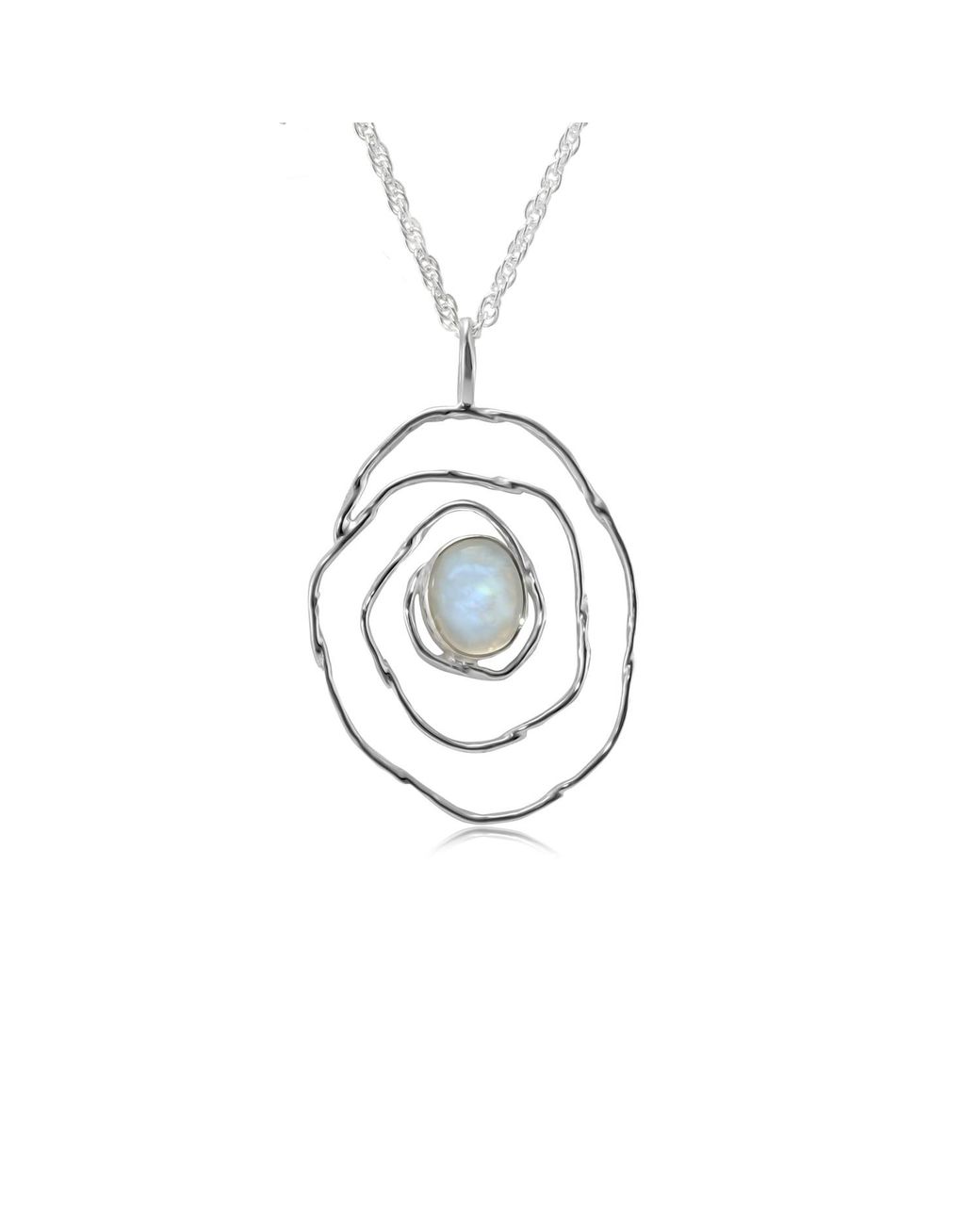 Isla Silver Metallic Spiral Moonstone Pendant Necklace