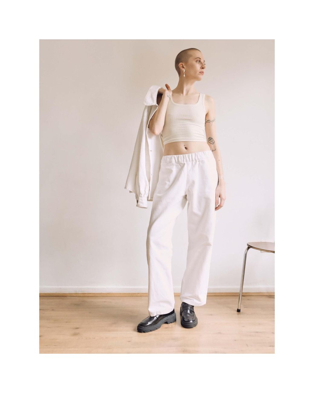 Heidi Stutt White Straight-Leg Cotton-Canvas Trousers