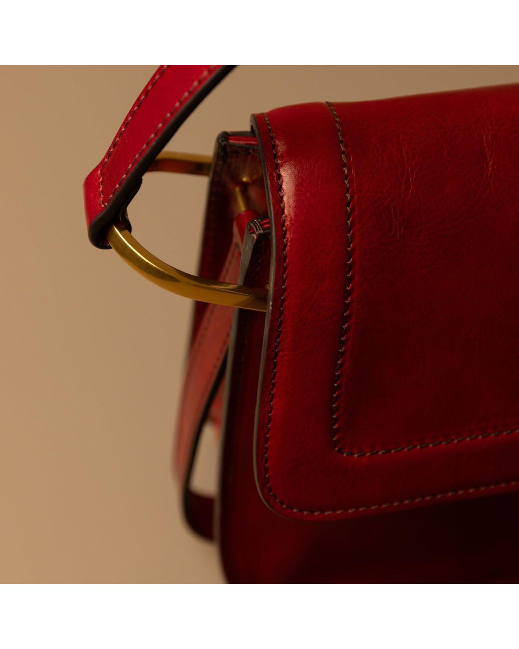 Time Resistance Red Leather Flap Bag For