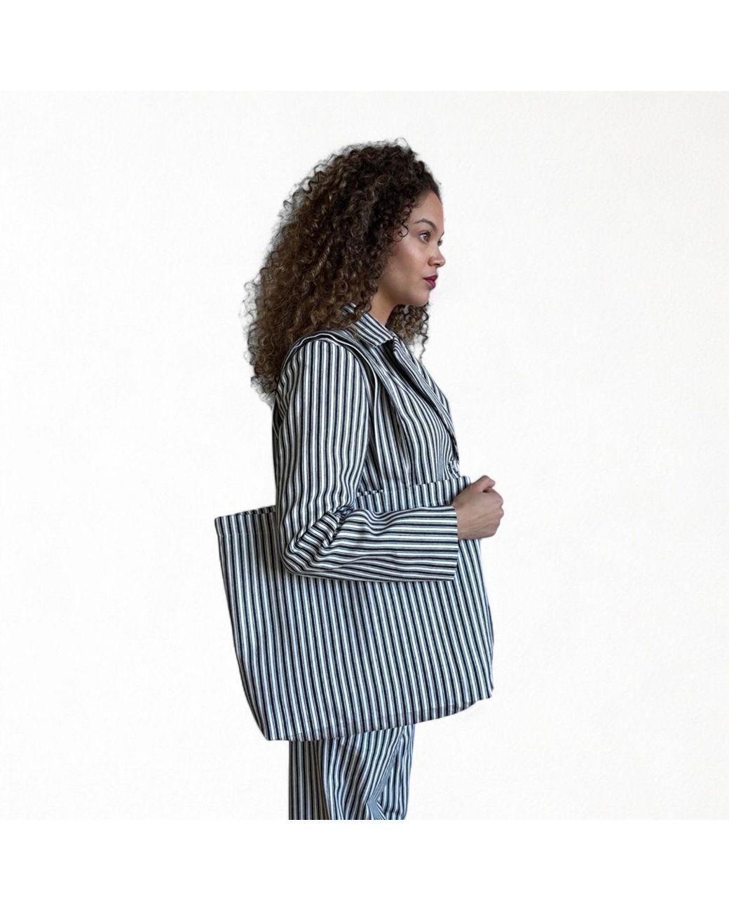 London Atelier Byproduct Gray Striped Tailored Blazer