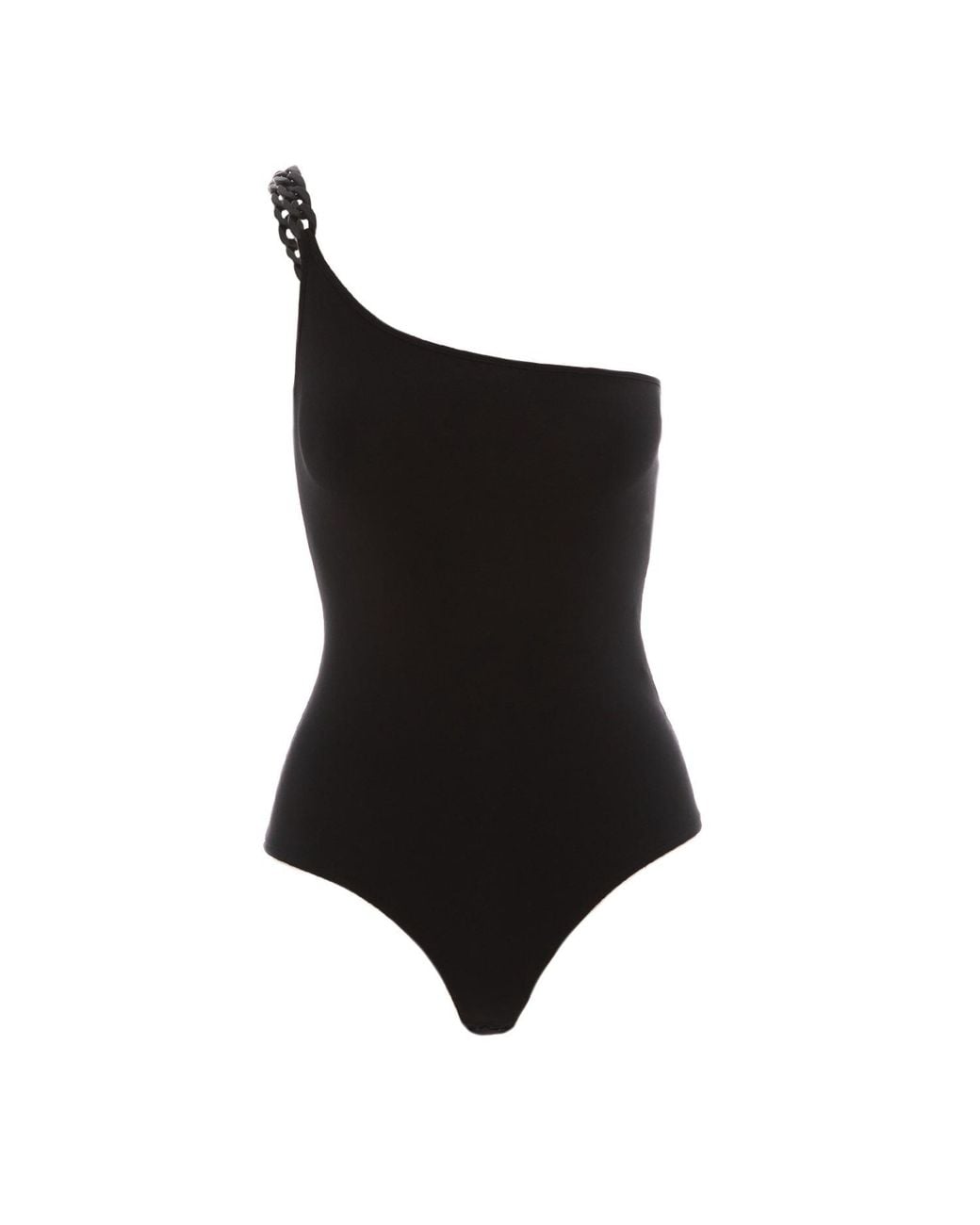 Nissa Black One-Shoulder Bodysuit