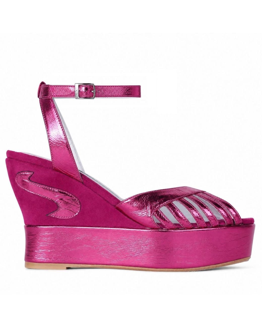 Terry De Havilland Purple Margaux Mid Hot Wedge Sandals