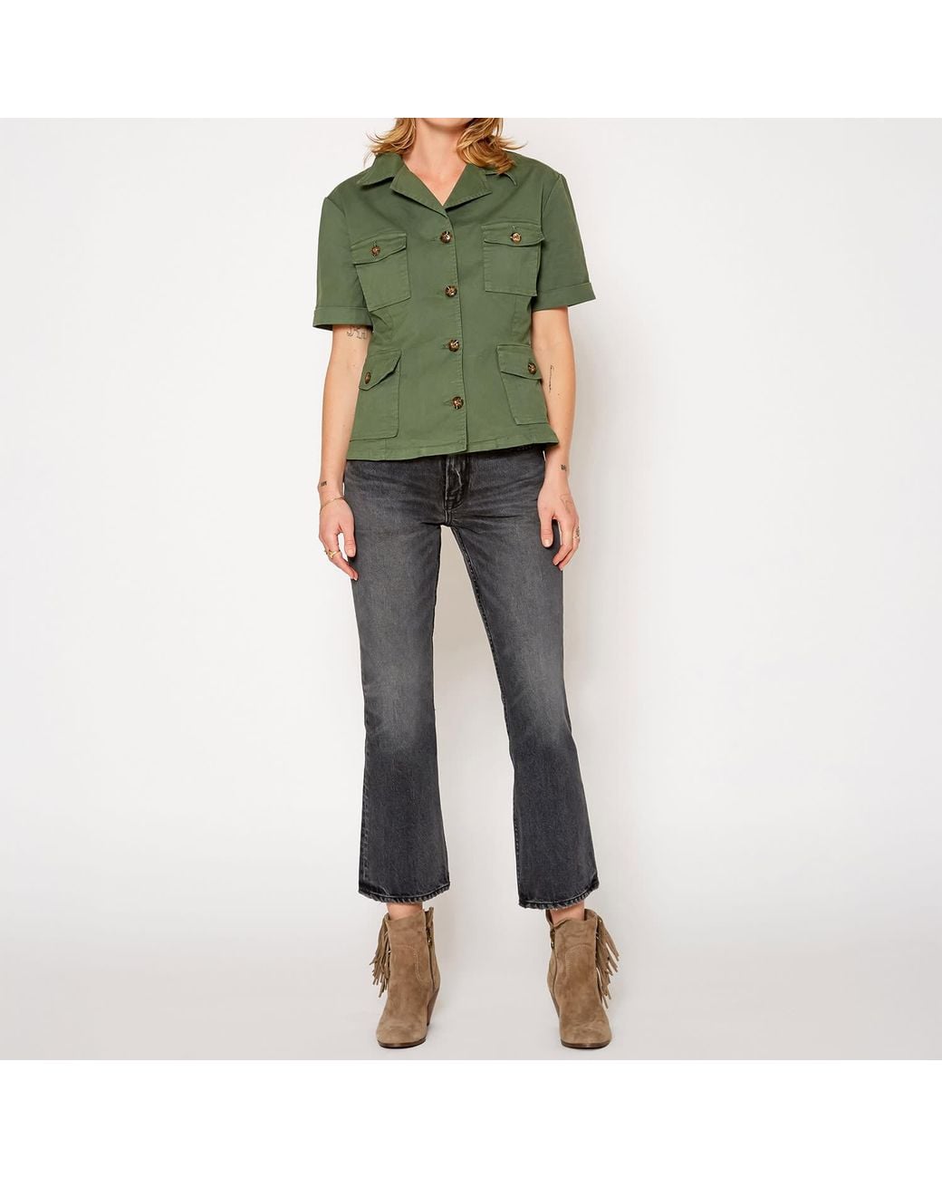 NOEND Gray Farrah Kick Flare Jeans