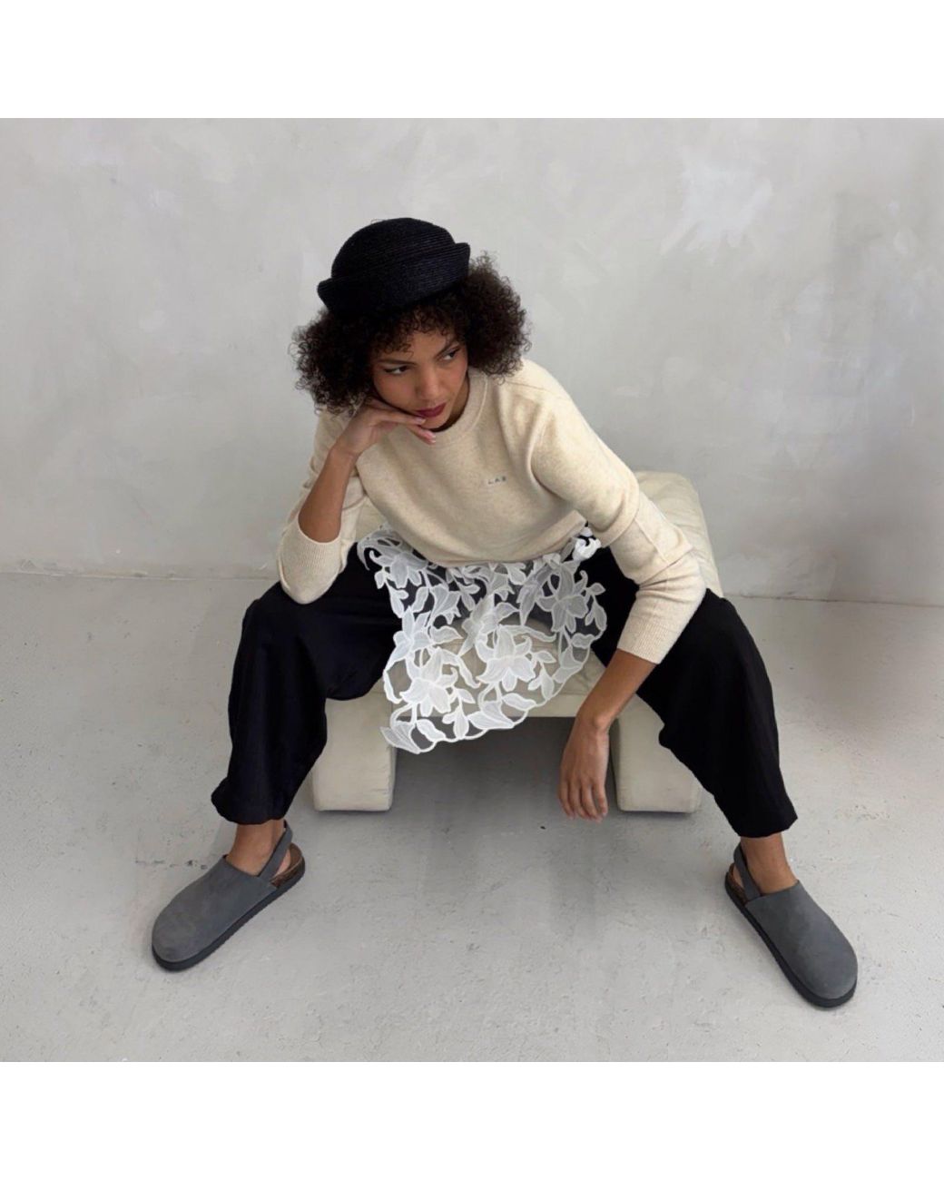 London Atelier Byproduct Blue Straw Pillbox Hat