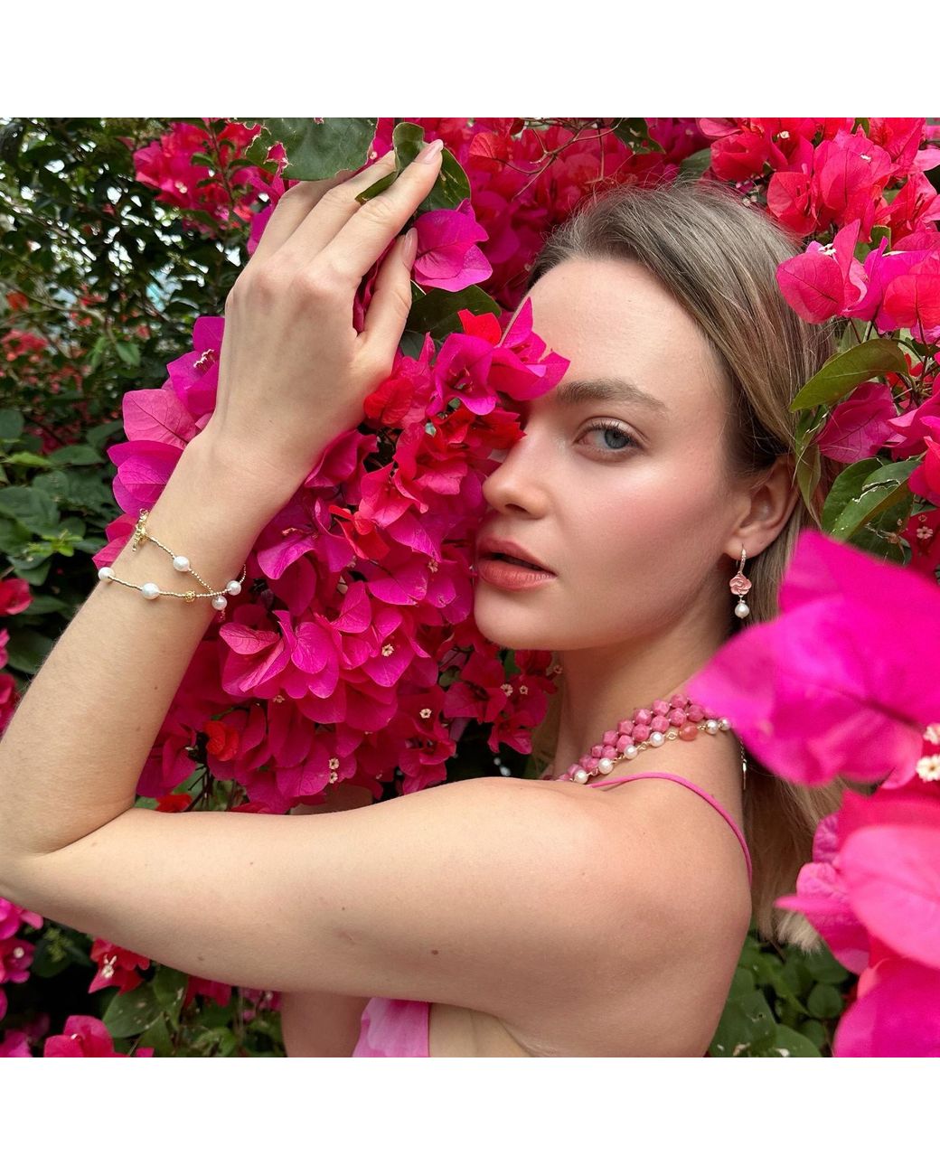 Farra Metallic Timeless Rose With Freshwater Pearls Dangle Earrings