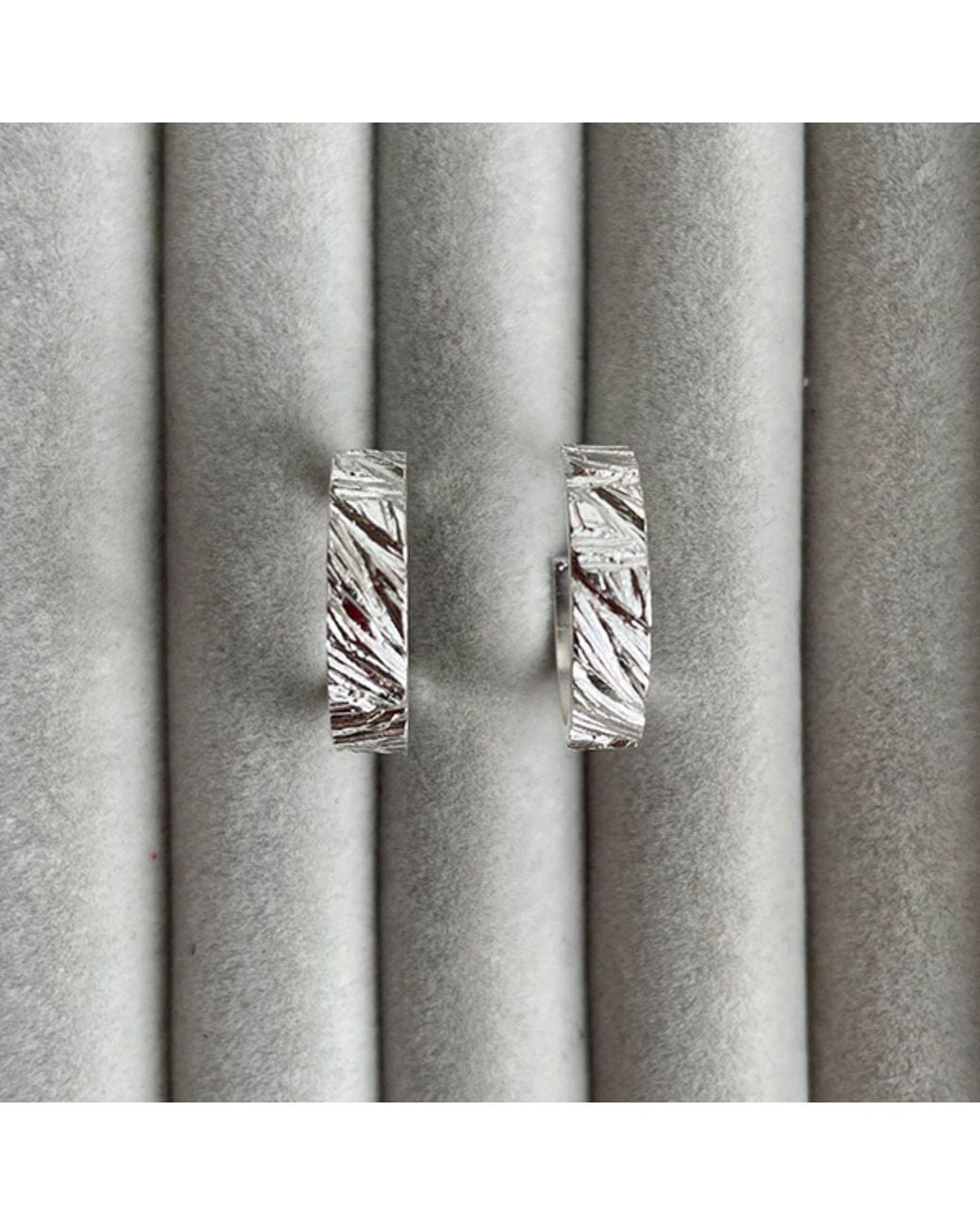 Edge Only Metallic Rugged Hoop Earrings Sterling