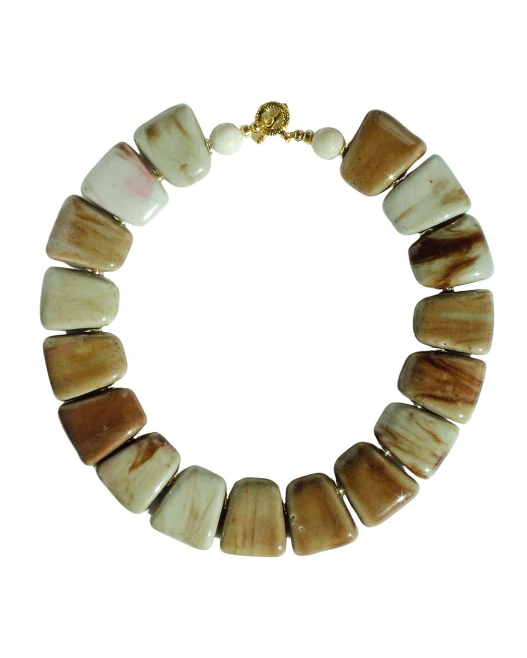 Edgar Navarro Jewelry Green Neutrals Navarro Sand Trapezoid Ceramic Statement Necklace