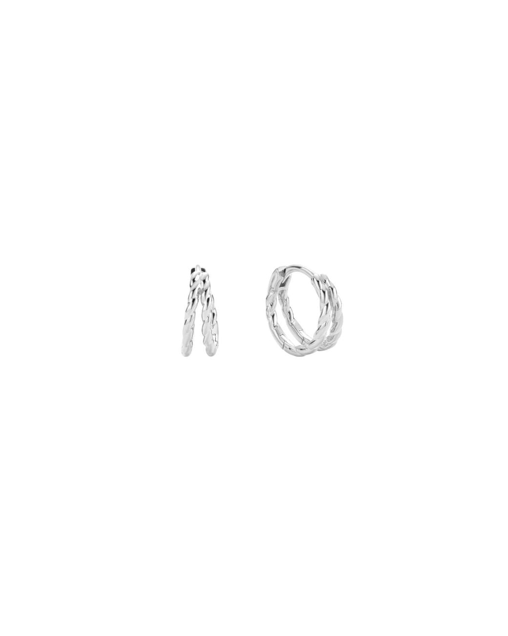 Vanhi Metallic Mae Twist Double Huggie Earrings