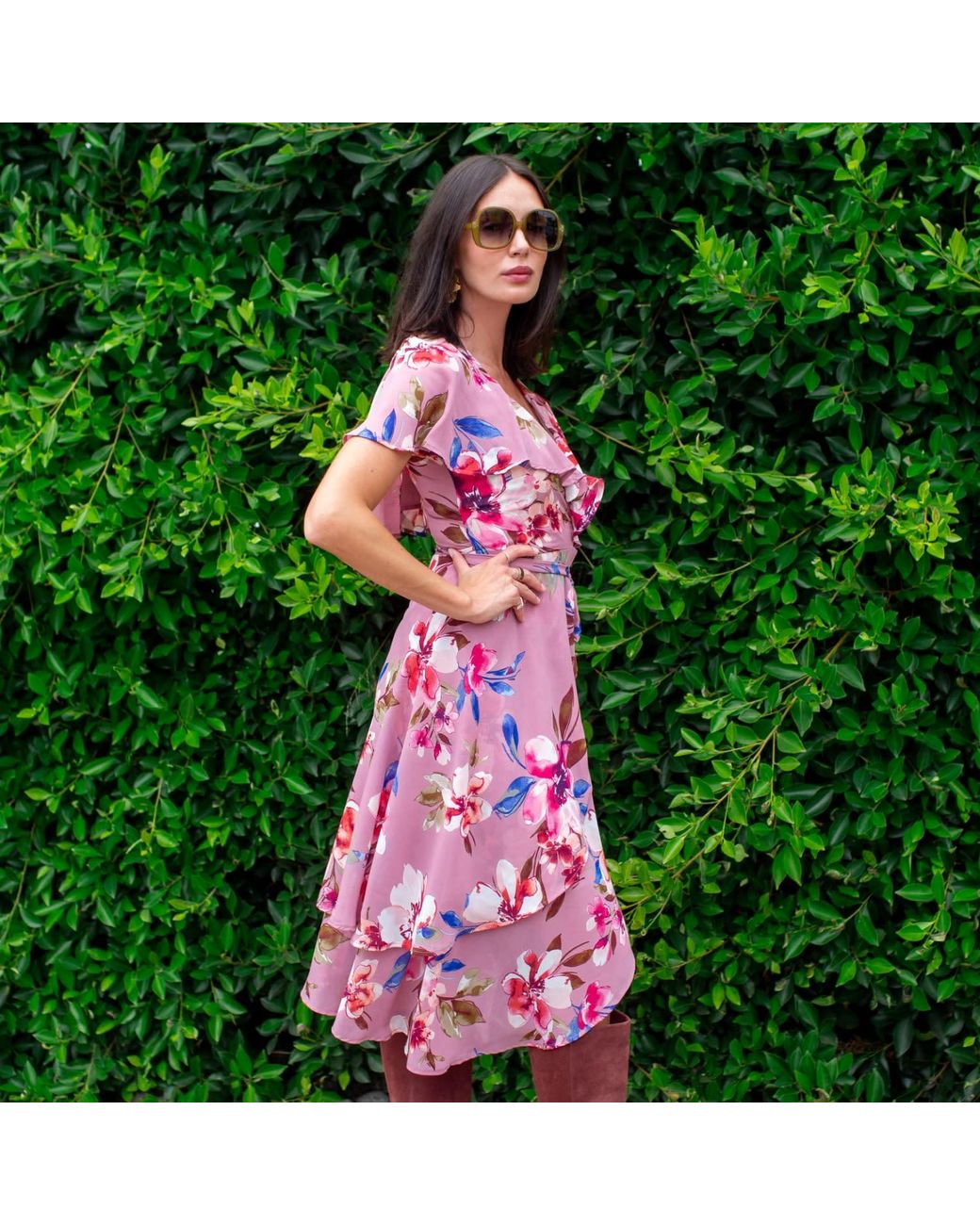 Jennafer Grace Red Lanie Flutter Wrap Dress