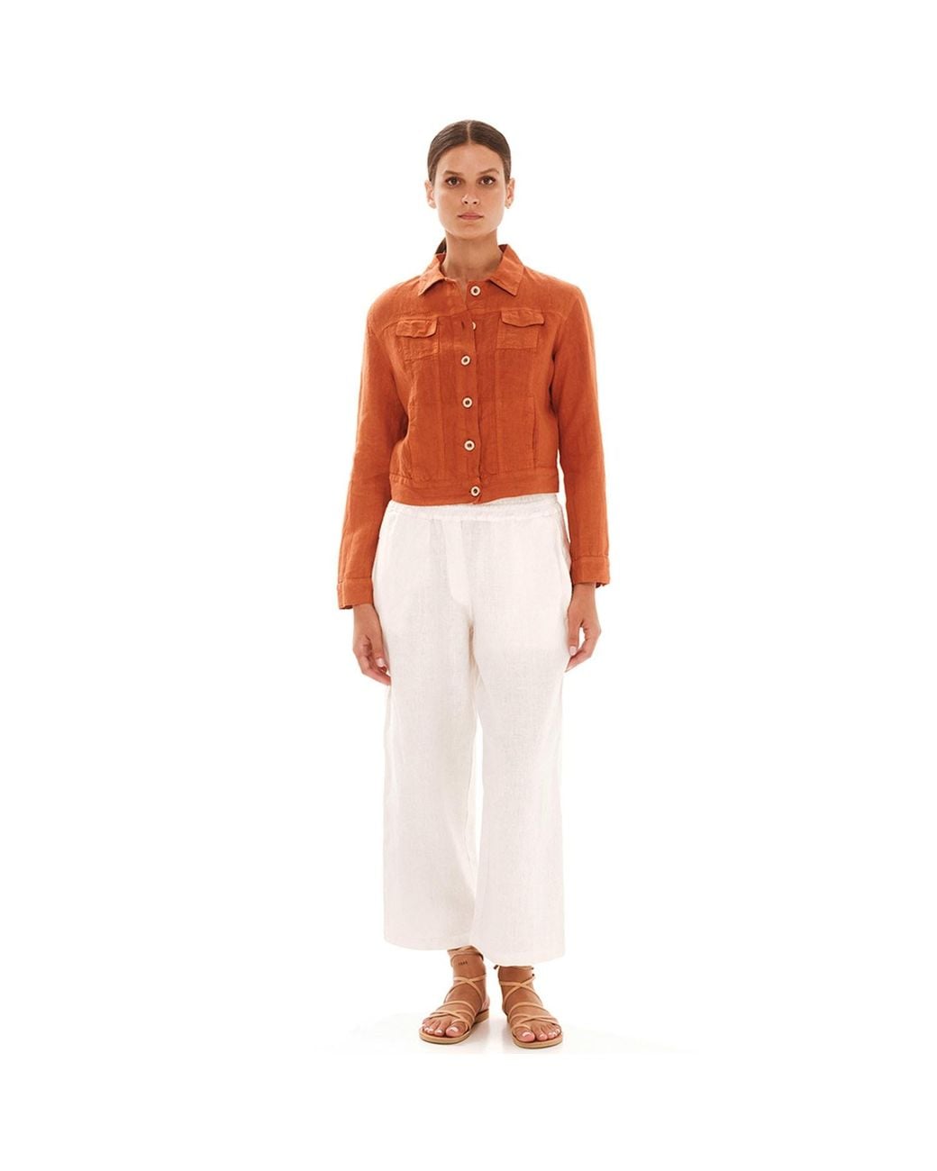 Haris Cotton White Solid Wide Leg Linen Pants With Slant Pocket