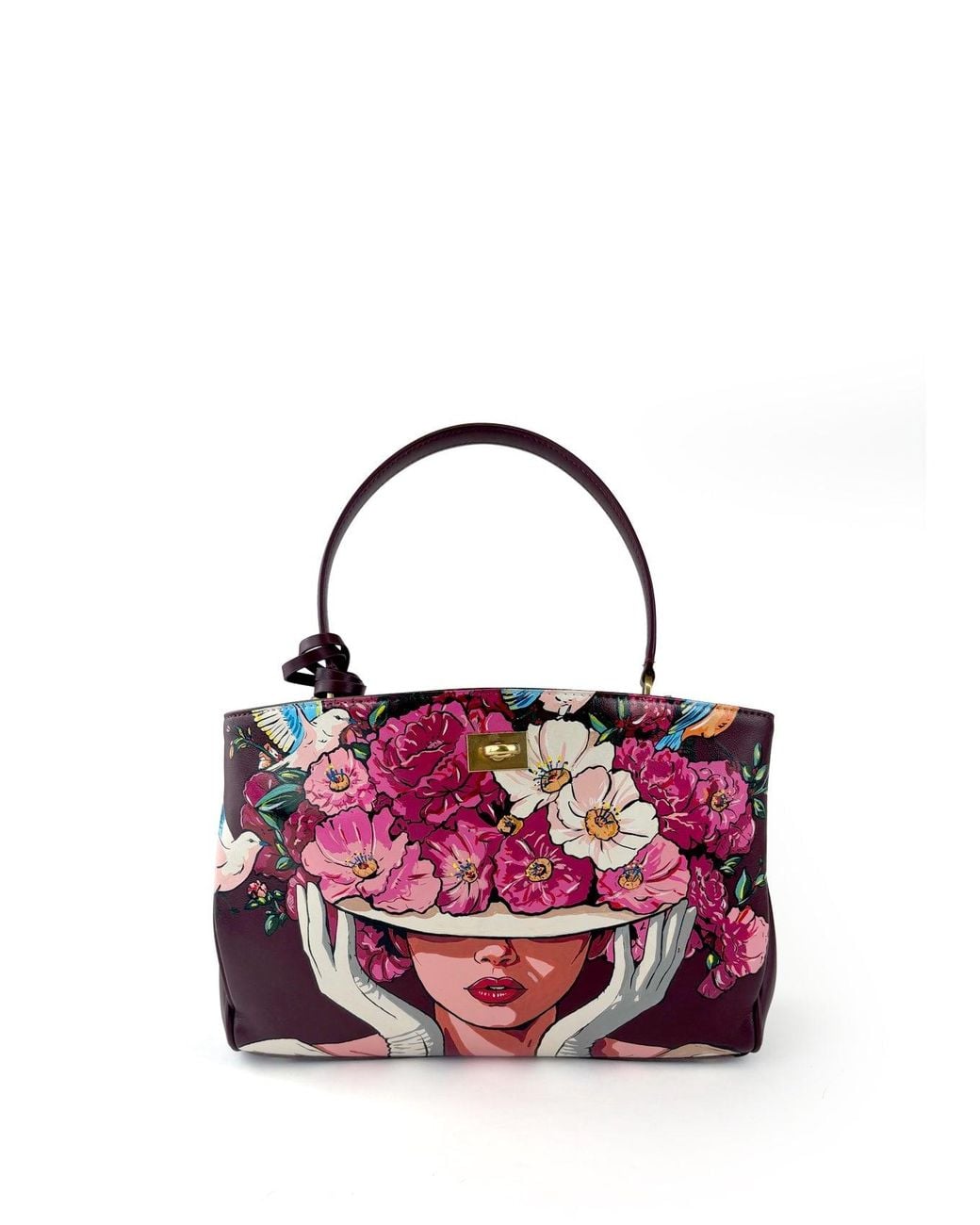 Maison Rubaiyat Purple Henriette Hand-Painted Leather Shoulder Bag – Flower Hat