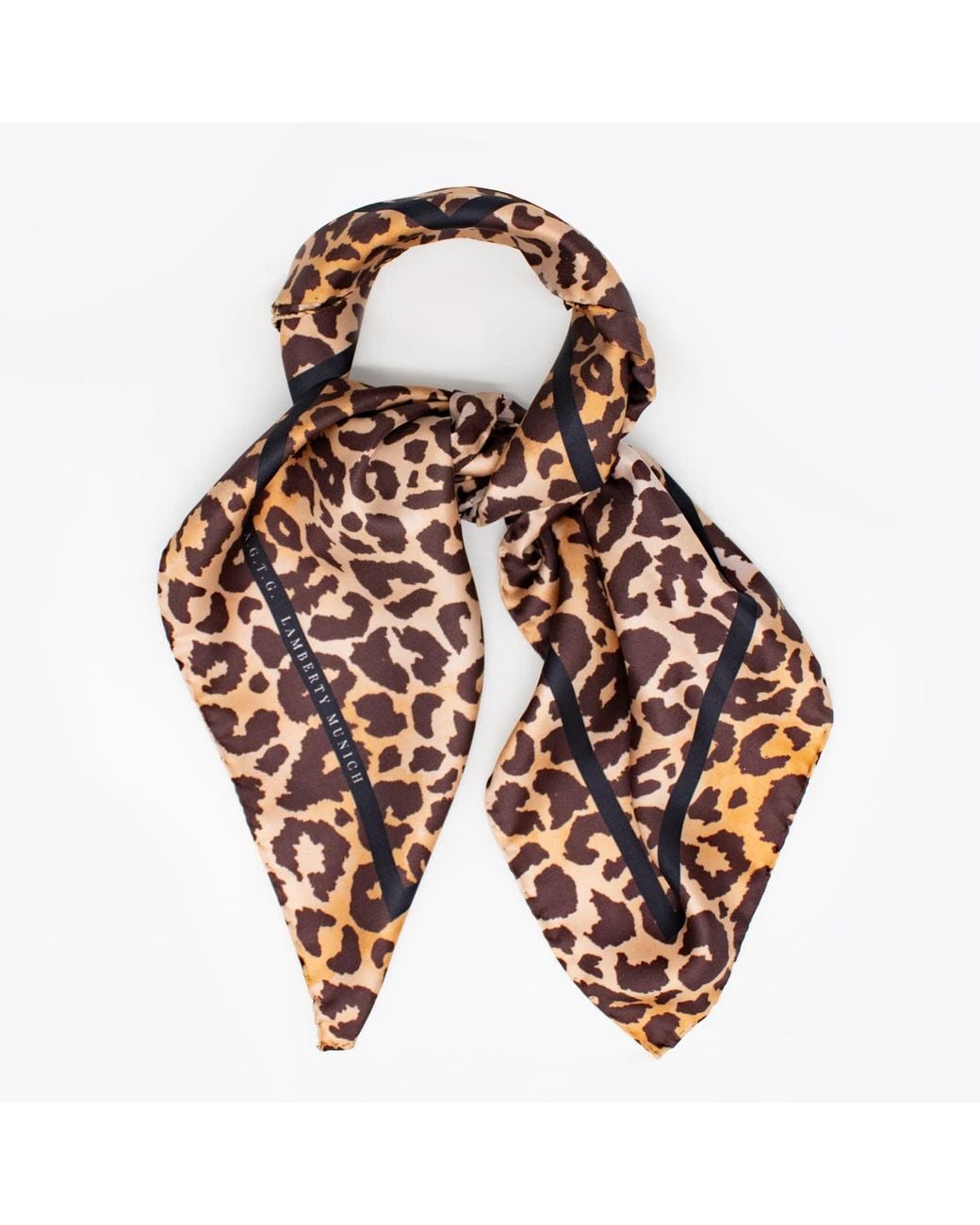 Lamberty Munich Natural Neutrals Mulberry Silk Scarf Leopard Savannah Sand